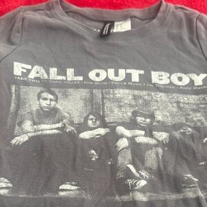 Divided Gray Graphic Band Tee